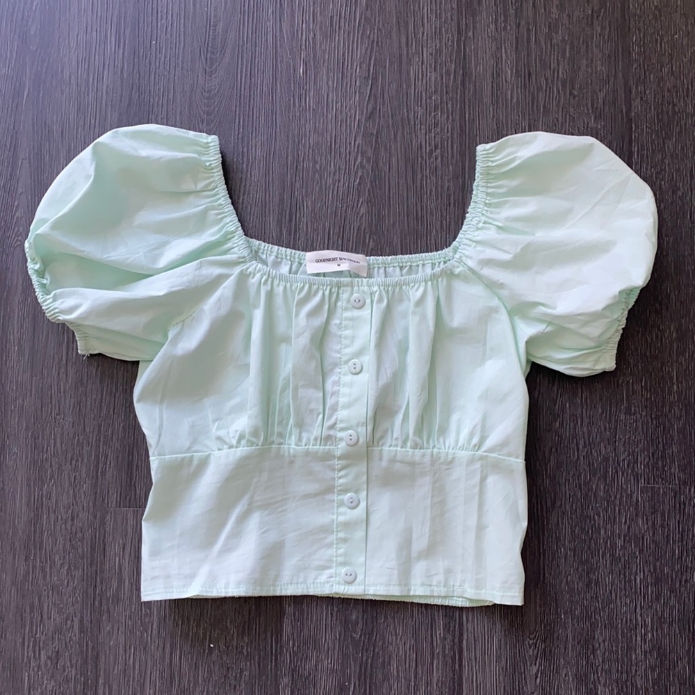 NWT Goodnight Macaroon Crop Top, Mint Green, Sz M